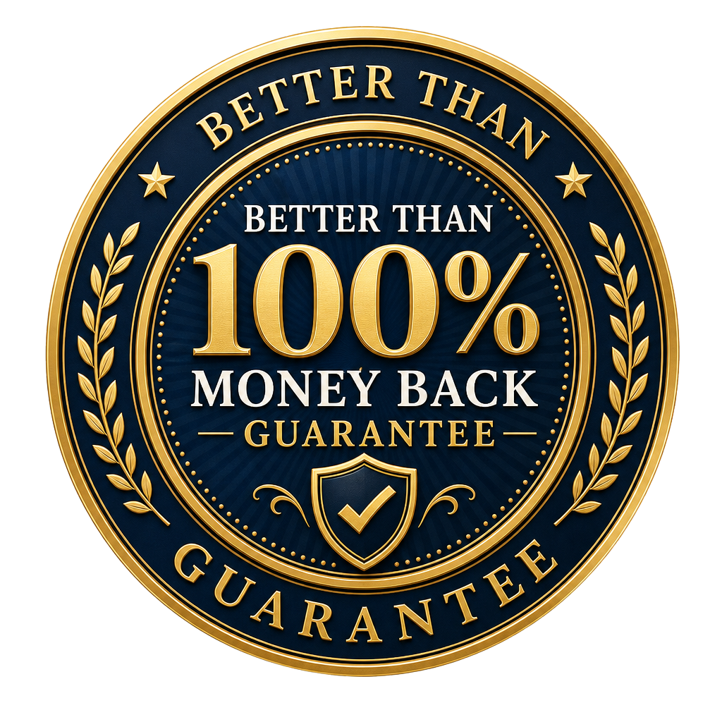 Better Than 100% Money Back Guarantee badge
